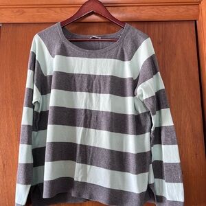 GAP Heather Gray and Light Green Knit Sweater